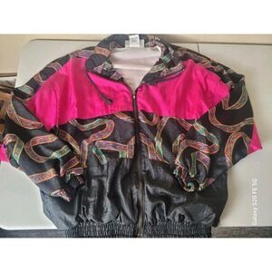 Vintage Aviat Sportif Funky Colorblock Paisley Windbreaker Jacket Women's Large